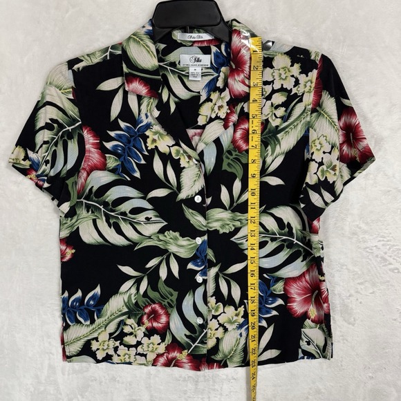 Vintage Bill Blass 100% Pure Silk Hawaiian Button Down Shirt Size M Hibiscus 90s - Picture 9 of 13